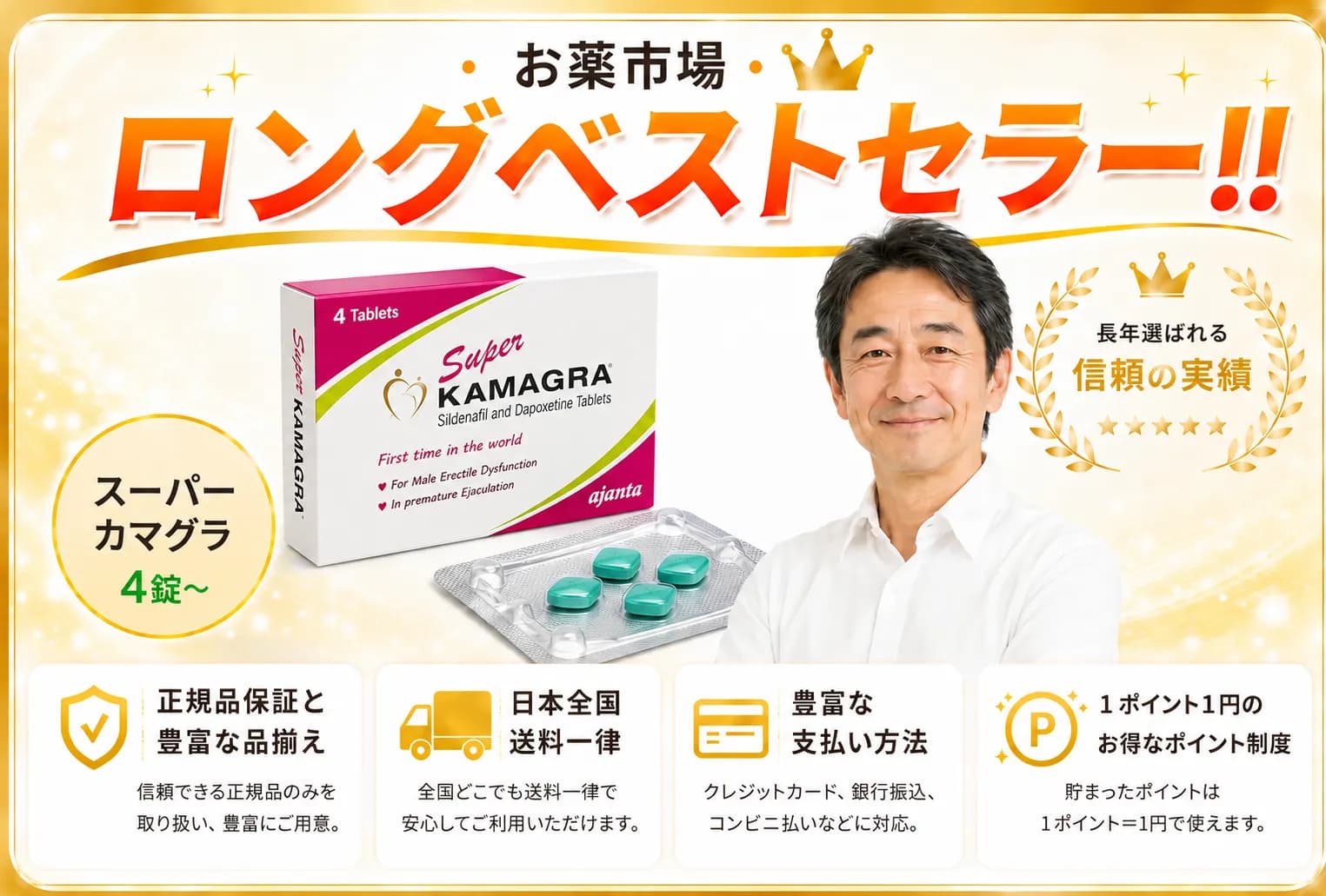 スーパーカマグラ｜ED＋早漏を改善！コスパ抜群の治療薬
