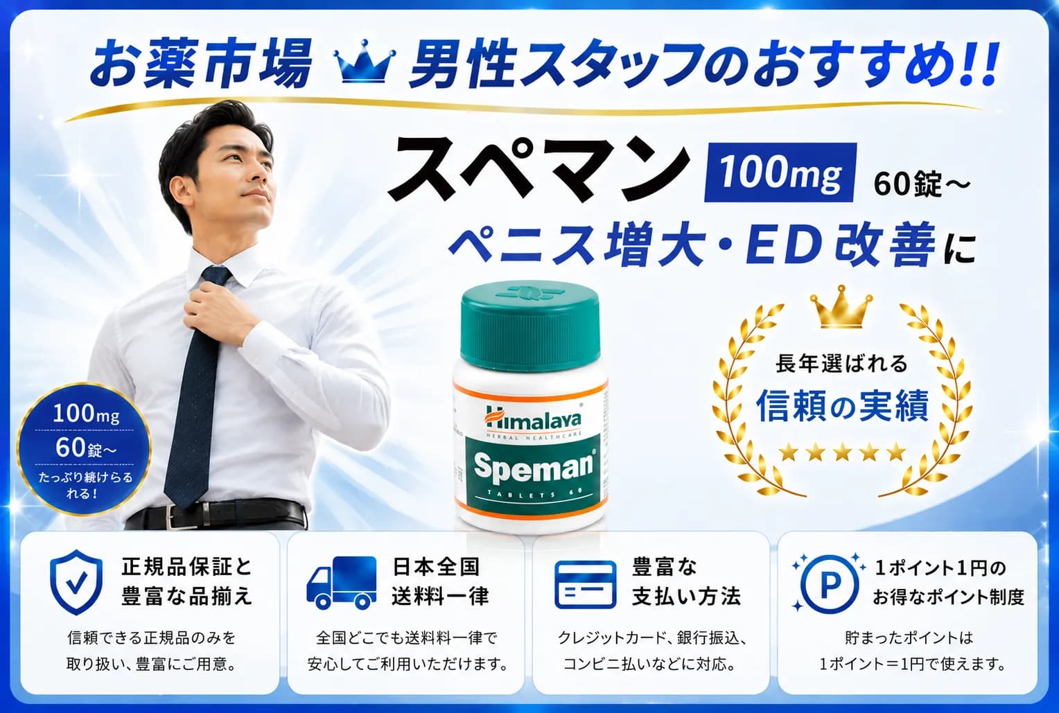スペマン100mg60錠〜ペニス増大・ED改善