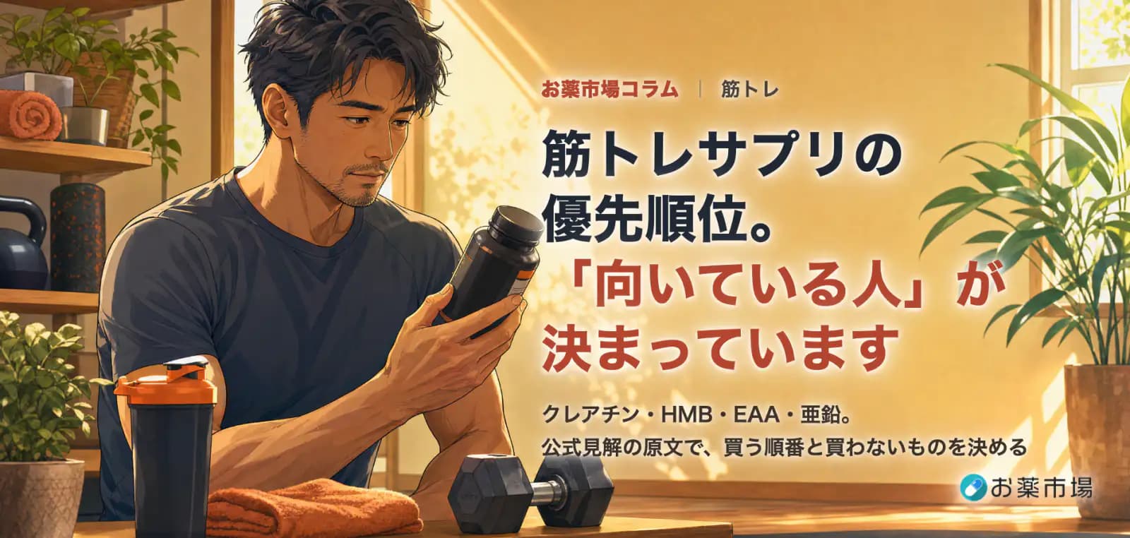 筋トレサプリの優先順位。クレアチン・HMB・EAA・亜鉛は「向いている人」が決まっています