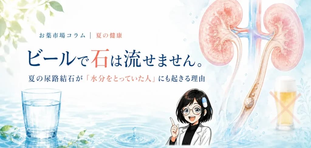 ビールで石は流せません。夏の尿路結石が「水分をとっていた人」にも起きる理由