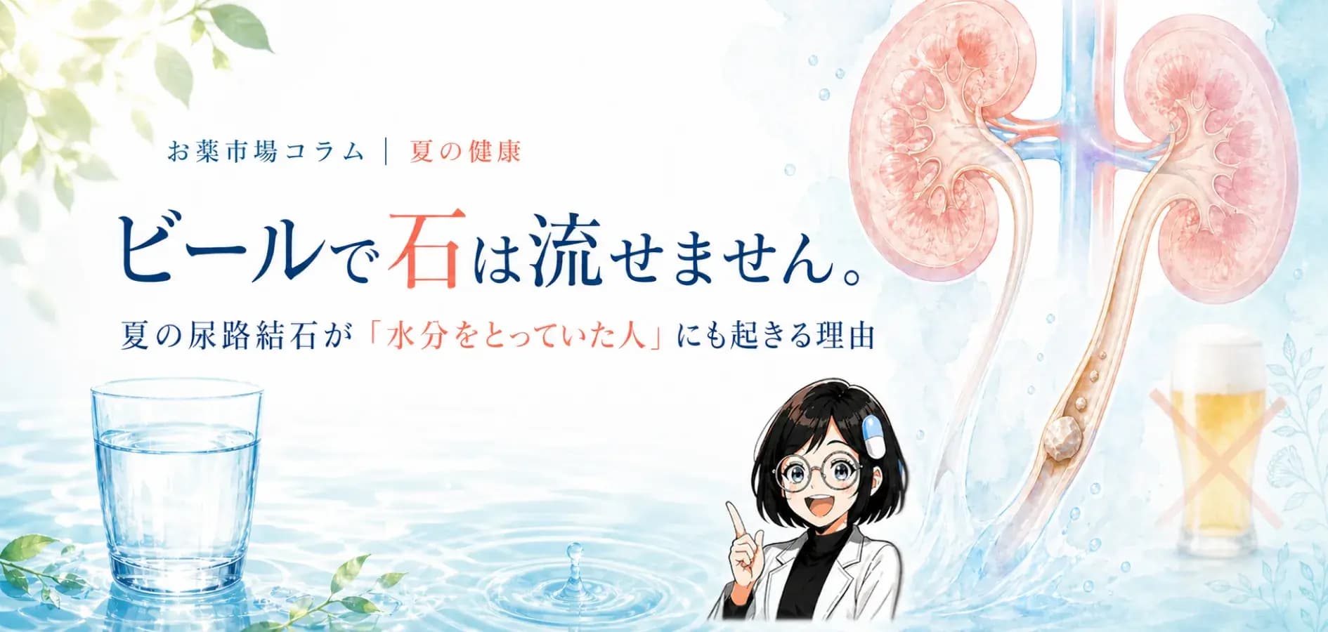 ビールで石は流せません。夏の尿路結石が「水分をとっていた人」にも起きる理由